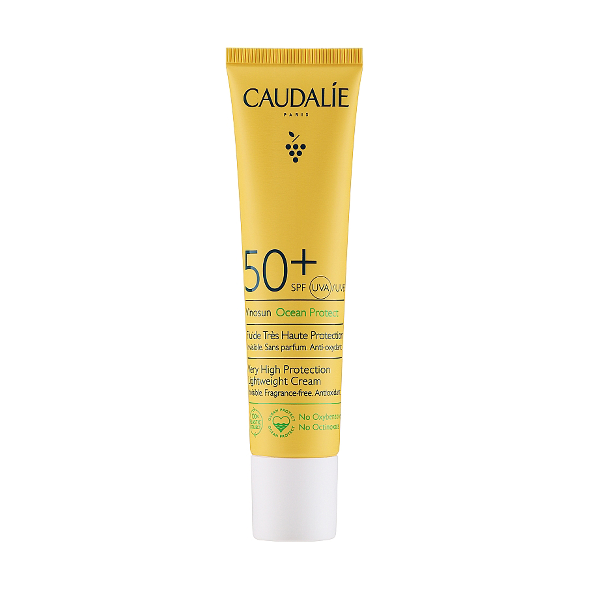 Легкий сонцезахисний крем для обличчя Caudalie Vinosun Ocean Protect Very High Lightweight Cream SPF 50+, 40 мл